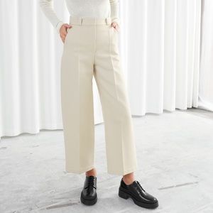 & Other Stories Wide Leg Wool Blend Twill Trousers